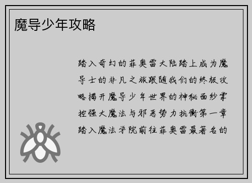 魔导少年攻略